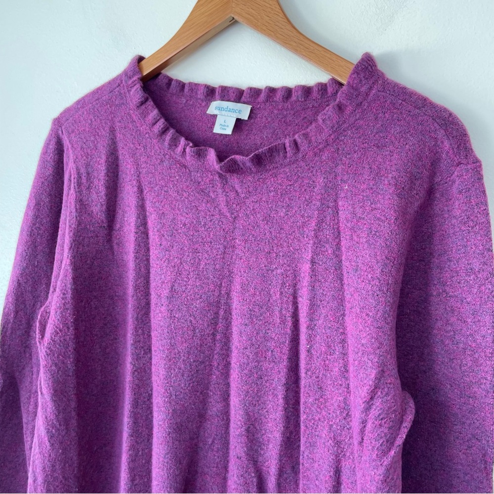 Sundance Aileen Ruffle Sweater Cashmere & Wool Blend L Large Purple - Picture 3 of 9